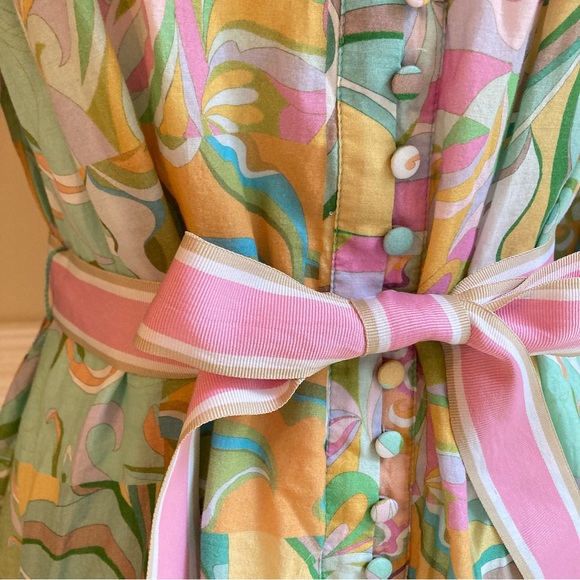 ANTONIO MELANI Brynn Pastel Paisley Print Ribbon Belted Dress - Picture 5 of 10